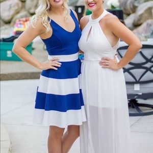 Blue and white stripe dress